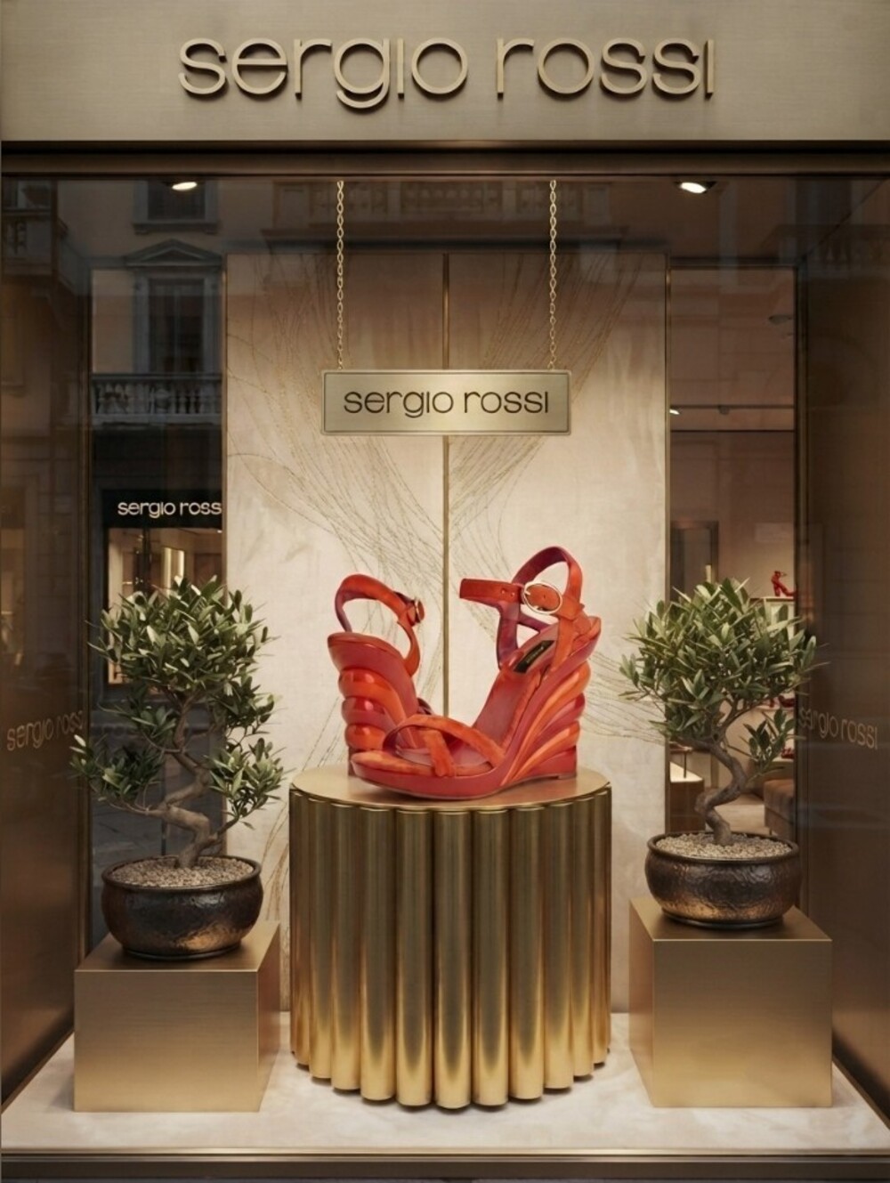 Sergio Rossi Unique Haute Couture Sunset Wedge Sandals 🧡